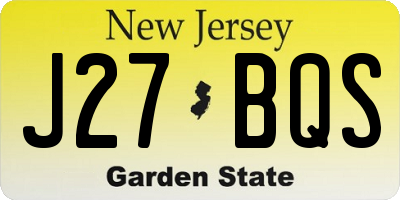 NJ license plate J27BQS