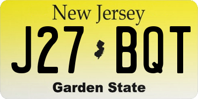 NJ license plate J27BQT