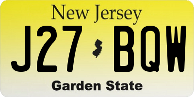 NJ license plate J27BQW