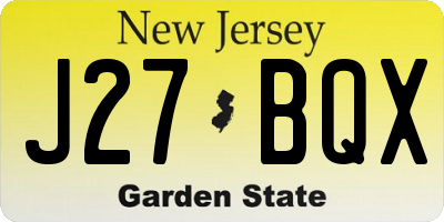 NJ license plate J27BQX