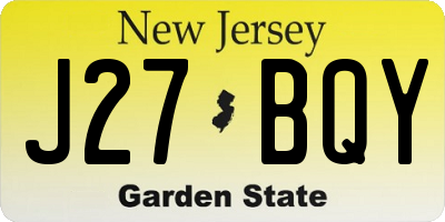 NJ license plate J27BQY