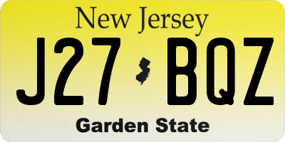 NJ license plate J27BQZ