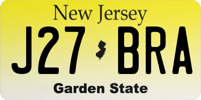 NJ license plate J27BRA