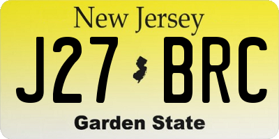 NJ license plate J27BRC