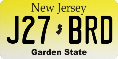 NJ license plate J27BRD