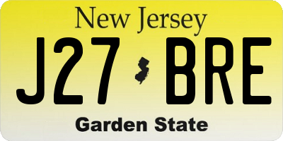 NJ license plate J27BRE