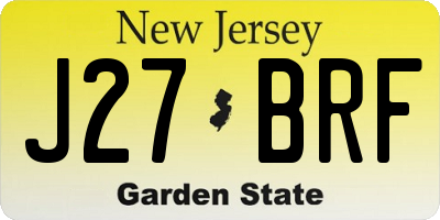 NJ license plate J27BRF
