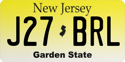NJ license plate J27BRL