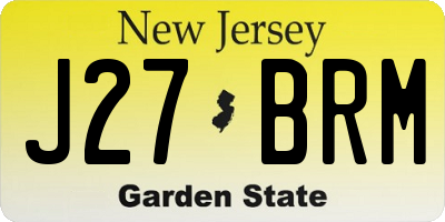 NJ license plate J27BRM