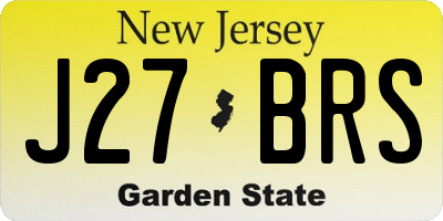 NJ license plate J27BRS