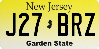 NJ license plate J27BRZ