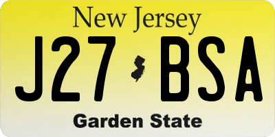 NJ license plate J27BSA