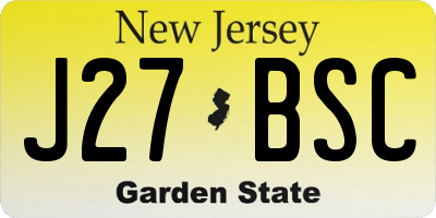 NJ license plate J27BSC