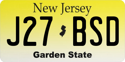 NJ license plate J27BSD