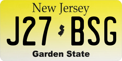 NJ license plate J27BSG