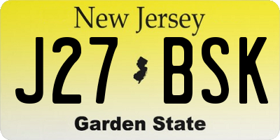 NJ license plate J27BSK