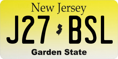 NJ license plate J27BSL