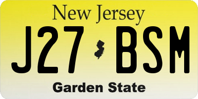 NJ license plate J27BSM
