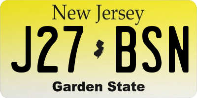 NJ license plate J27BSN