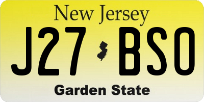 NJ license plate J27BSO