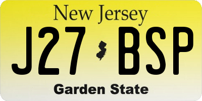 NJ license plate J27BSP