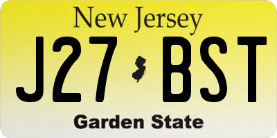 NJ license plate J27BST