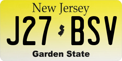 NJ license plate J27BSV