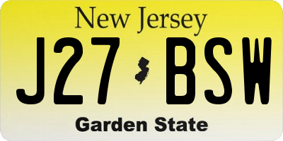 NJ license plate J27BSW