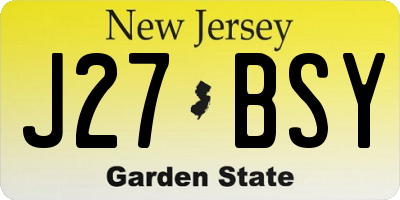 NJ license plate J27BSY