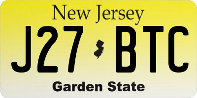 NJ license plate J27BTC