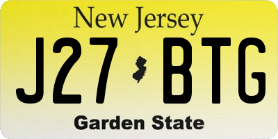 NJ license plate J27BTG