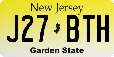 NJ license plate J27BTH