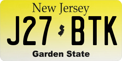 NJ license plate J27BTK