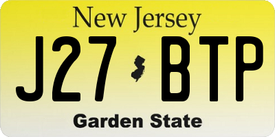 NJ license plate J27BTP