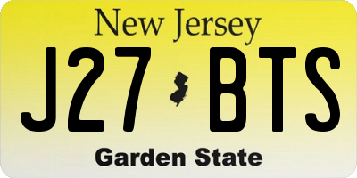 NJ license plate J27BTS