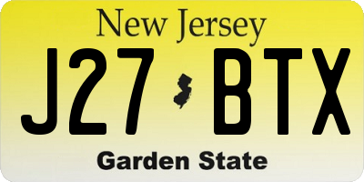 NJ license plate J27BTX
