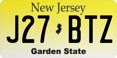 NJ license plate J27BTZ