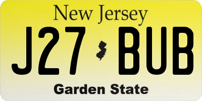 NJ license plate J27BUB