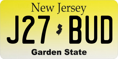 NJ license plate J27BUD