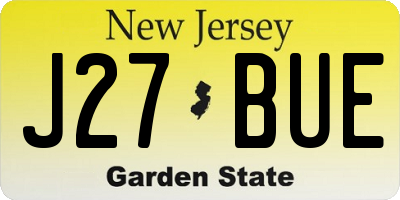 NJ license plate J27BUE