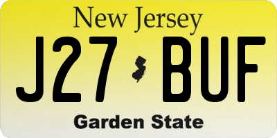 NJ license plate J27BUF