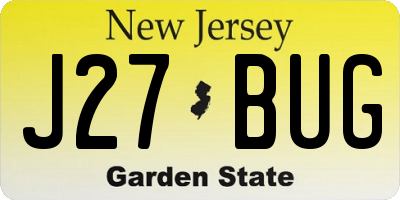 NJ license plate J27BUG