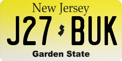 NJ license plate J27BUK