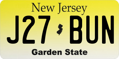 NJ license plate J27BUN