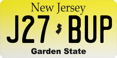 NJ license plate J27BUP