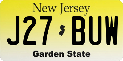 NJ license plate J27BUW
