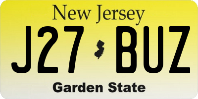 NJ license plate J27BUZ