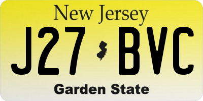 NJ license plate J27BVC