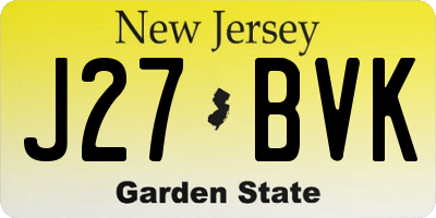NJ license plate J27BVK