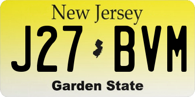 NJ license plate J27BVM